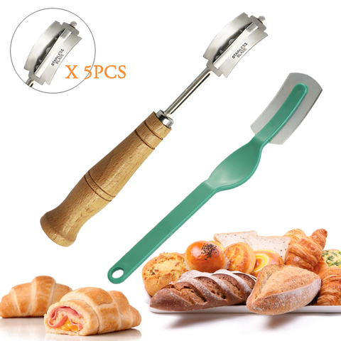 Plastic/Wooden Bread Lame Tools Bakery Scraper Bread Knife/Slicer/Cutter Dough Breads Scoring Lame with Blades Arc Curved Knife ► Photo 1/6