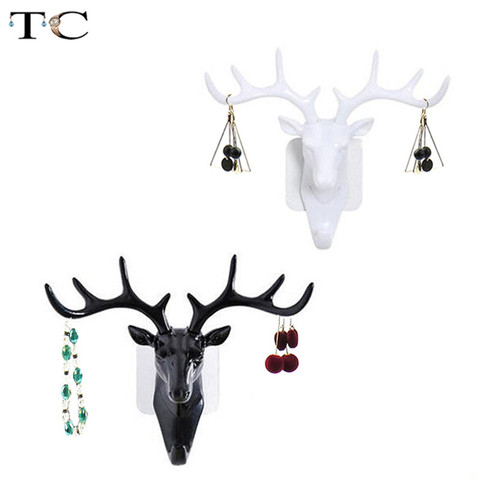 Cool Resin Animal Deer Stags Head Hook Hanger Jewelry Ring Necklace Bracelet Wall Door Cabinet Holder Decor Display Hook Rack ► Photo 1/6