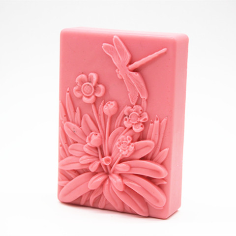 Wholesale Food Grade Silicone Handmade Soap Mould Dragonfly Pattern Flower Soap DIY Craft Block Soap Making Molds ► Photo 1/2