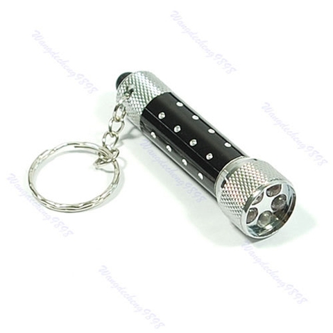 Ultra bright Mini 5 LED Flashlight Torch Key Chain Key Ring Keychain Black ► Photo 1/1