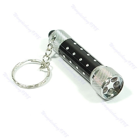 Ultra bright Mini 5 LED Flashlight Torch Key Chain Key Ring Keychain Black ► Photo 1/1