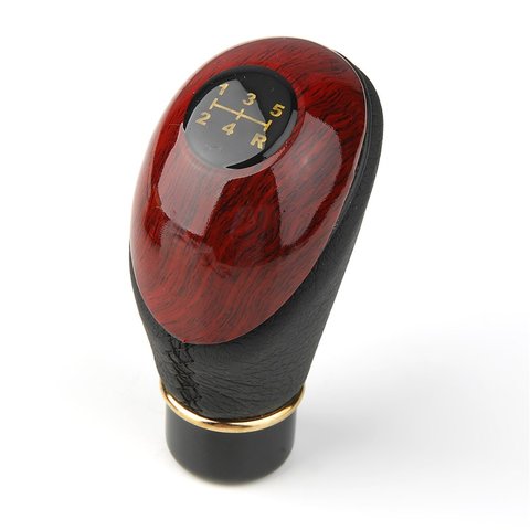 1PCS Wooden PU Leather Car Shift Knob Universal Car Truck 5 Speed Lever Manual Gear Stick Knob Shift Gloss New Hot Selling ► Photo 1/3