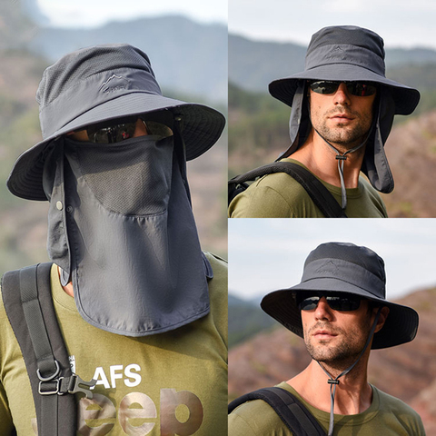 K33 Sun Hat For Man Sunhat Summer Outdoor Quick-drying Sunscreen Fisherman Hat Fishing Breathable Sun hats Female Face Mask ► Photo 1/6