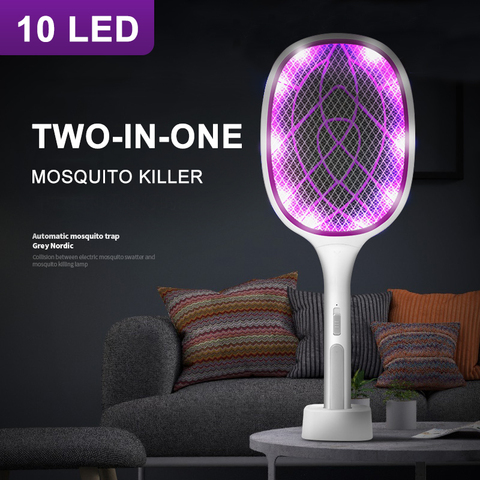Two-in-One 10 LED Trap Mosquito Killer Lamp 3000V Electric Bug Zapper USB Rechargeable Summer Fly Swatter Trap Flies Insect ► Photo 1/6