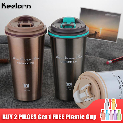 Keelorn  Thermos Mug Coffee Cup with Lid Thermocup Seal Stainless Steel vacuum flasks Thermo mug for Car Water Bottles ► Photo 1/6