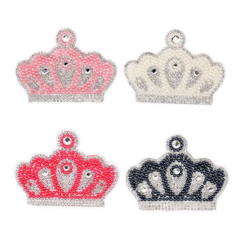 Pearl Crown Patches Hot Fix Rhinestone Newborn Baby Clothing Motif Baby Suit Crystal iron Crown Glass Patch Applique ► Photo 1/4