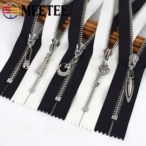 Meetee 5/10pcs 20cm 5# Metal Zipper Close-End DIY Bag Purse Garment Sewing Tailor Accessory Black Zip Jackets Zippers ZA409 ► Photo 1/6