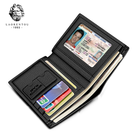 Laorentou Men Wallet Genuine Leather Casual Wallet for Men Short Wallet Standard Wallets Card Holders Vintage Luxury Man Purse ► Photo 1/6