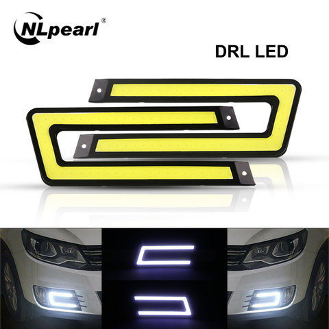 NLpearl 1pair Car Styling COB LED DRL Daytime Running Light Auto DC 12V Bright LED DRL External Light for Car Driving Fog Lamp ► Photo 1/6