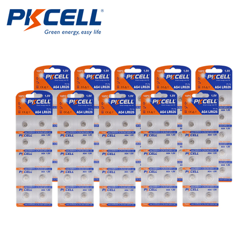 100Pcs/10card PKCELL Battery AG4 SR626SW LR66 177 626 SR66 377 LR626 1.5V Alkaline Button Cell Coin Batteries for thermometer ► Photo 1/6