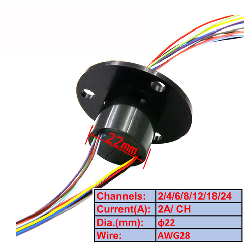 Electric Slip Ring 22mm 2/4/6/8/12/18/24 Channel 2A Slip Ring Rotary Joint ► Photo 1/4