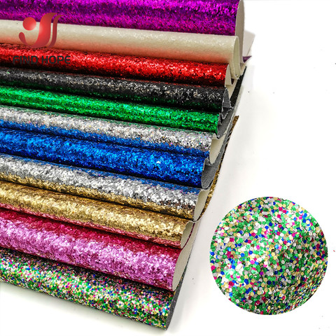 Sparkly Chunky Glitter Fabric Roll Rainbow iridescent Vinyl Faux Leather Fabric Bow Craft DIY Earring Material A4 A5 20*120CM ► Photo 1/6