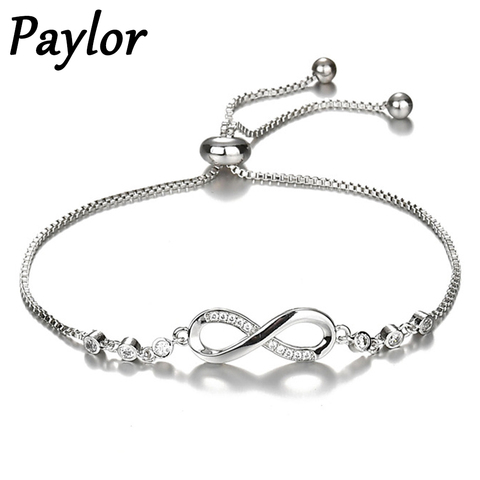 Paylor 2022 Luxurious Crystal Bracelet Silver Color Adjustable Infinity Charm Bracelets For Women Fashion Jewelry Dropship ► Photo 1/6