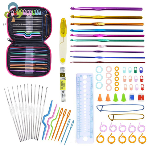 Crochet Hook Set With Yarn Knitting Needles Sewing Tools Set Knit Gauge Scissors  Holder Hook For Knitting GYH ► Photo 1/6