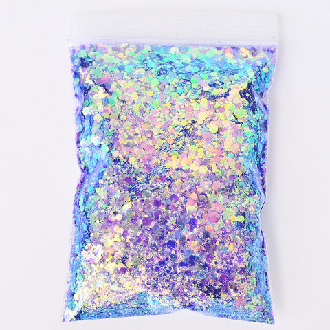 50G/Bag Holographic Mixed Hexagon Shape Chunky Nail Glitter Sequins Sparkly Flakes Slices Manicure Body/Eye/Face Glitter TCF2335 ► Photo 1/6