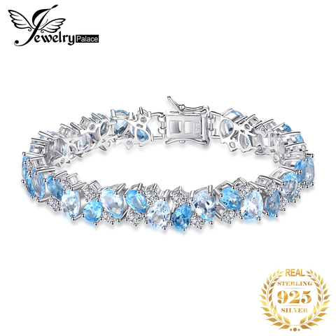 HUGE 23ct Natural London Blue Topaz 925 Sterling Silver Bracelet Tennis Gemstones Bracelets For Women Silver 925 Jewelry Making ► Photo 1/6