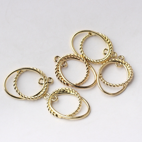 6pcs /lot Zinc Alloy Golden Oval Circle Charms Pendant Connector For DIY Fashion Drop Earrings Jewelry Making Accessories ► Photo 1/6