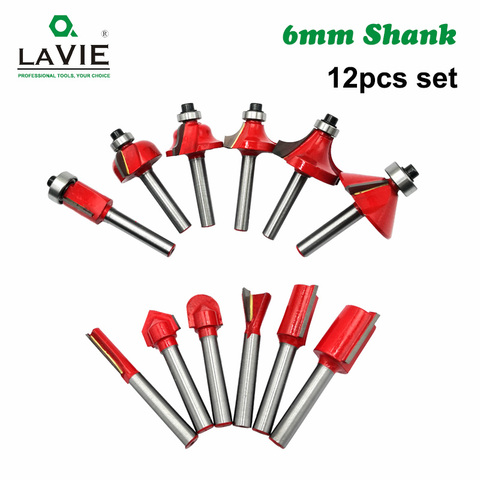 12pcs 6mm Shank Router Bit Set Trimming Straight Corner Beading Bits for Wood Milling Cutter Carbide Cutting Woodwork Tool 06011 ► Photo 1/6