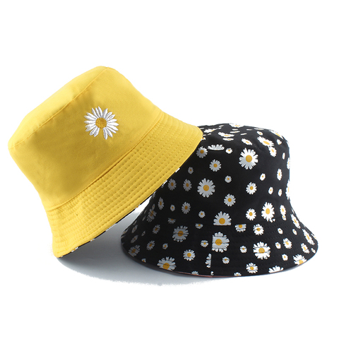 Summer Daisies Bucket Hat Women Fashion Cotton Beach Sun Hats Reversible Bob chapeau Femme Floral Panama Hat Fisherman Hat ► Photo 1/6