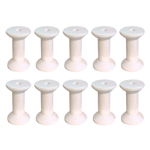 10 Pcs Wooden Bobbin Spools Sewing Thread Ribbon Holders Textile Yarn Knitting Craft 47mmx31mm ► Photo 1/6