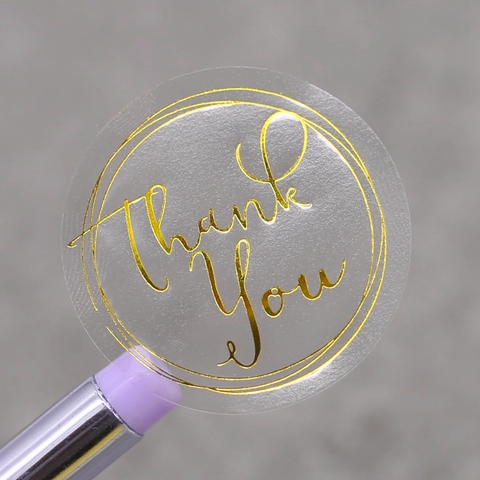 Transparent circle golden thank you labels sticker,Gift Paper Labels Stickers,Decoration Labels Seal Stickers 120pcs/lot ► Photo 1/5