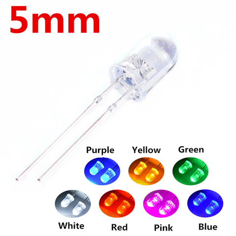 100pcs Super Bright 5mm Round UV/ Purple Led Emitting Diode F5 LED light for DIY lights ► Photo 1/6