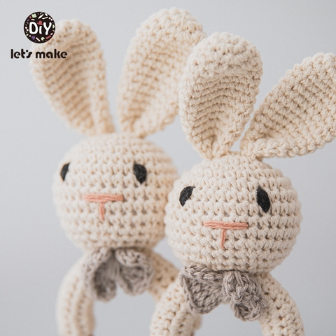 Let's Make 1PC Rabbit Dropshipping Crochet Rattle Soother Bracelet Teether Set Baby Product Mobile Pram Crib Ring Wooden Toys ► Photo 1/6