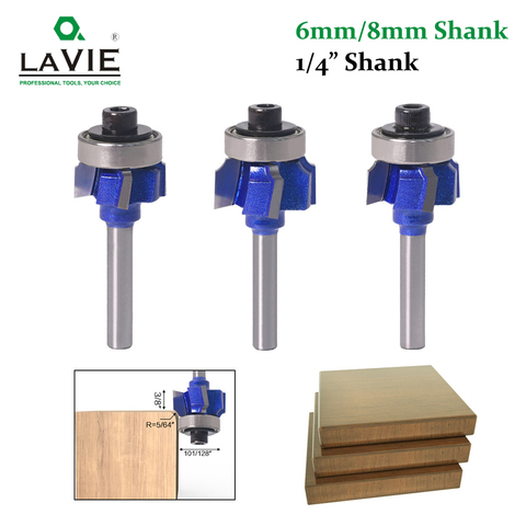 LAVIE 1pc 6mm 1/4 8 Shank Z4 Corner Round Router Bit R1 R2 R3 Trim Edging Woodworking Mill Classical Cutter Bit for Wood 051-Z4 ► Photo 1/6