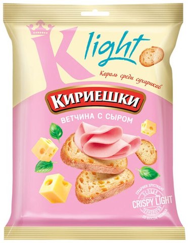 «Кириешки Light», сухарики со вкусом ветчины с сыром, 80 г ► Photo 1/1