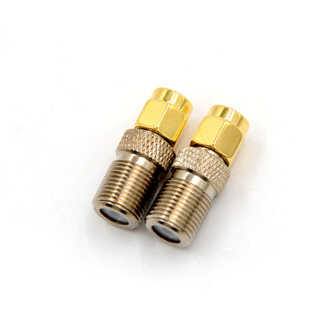 New 1Pcs High Quality F Type Female Jack to SMA Male Plug Straight RF Coaxial Adapter F connector to SMA Convertor gold Tone ► Photo 1/6