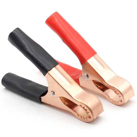 2Pcs 50A Red + Black 80mm Crocodile Car Caravan Van Battery Test Lead Clips Best Promotion Alligator Clips Connector Plug Power ► Photo 1/4