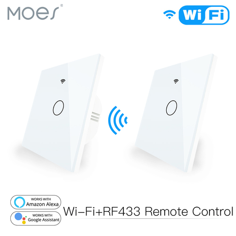 WiFi Smart Glass Panel Touch Switch RF433 Transmitter Wall Panel 1/2/3 Gang Remote Control Switch Works with Alexa Google Home ► Photo 1/6
