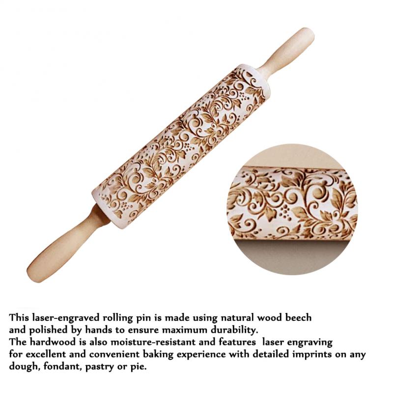 New Style Embossing Rolling Pin Baking Cookies Noodle Biscuit