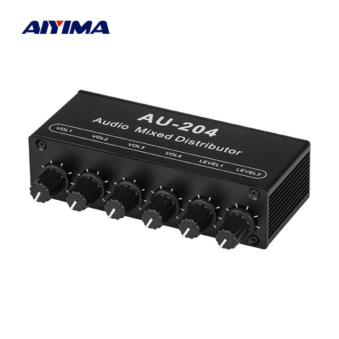 AIYIMA Stereo headphone Mixer Distributor for headphone External Power AMP Volume independent control DC5-19V 2 inputs 4 outputs ► Photo 1/6