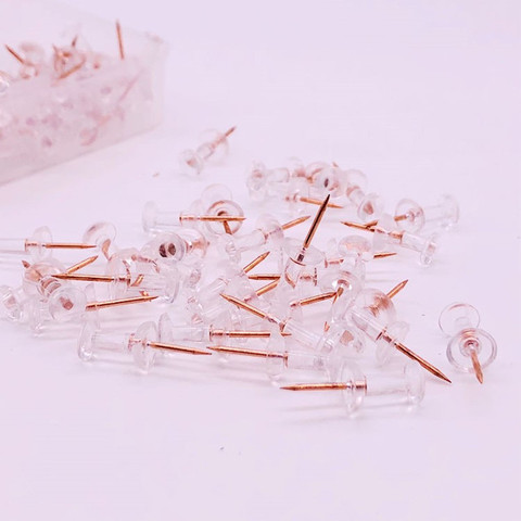 100pcs Transparent Tack Pin Decorative Thumbtacks Metal Pushpins Wall Photo Pin Push Pins for Cork Board Stationery Supplies ► Photo 1/6