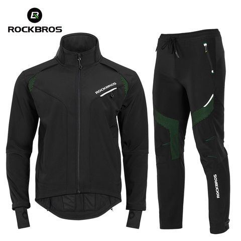 ROCKBROS Winter Cycling Clothing Set Men Women Bicycle Cycling Jersey Top and Pants Windproof Fleece Thermal Skiing Sportswear ► Photo 1/6