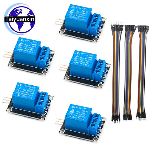 5PCS KY-019 DC5V 1-channel Relay Module for Arduino Raspberry Pi PIC AVR DSP ARM + 3PCS 20CM 10Pin Dupont Line for Arduino Relay ► Photo 1/6