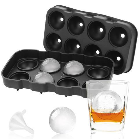 Ice Sphere Mold With Funnel Ice Ball Tray Bar Accessiories Ice Mold Kitchen Tools Ice Cube Ball Maker Mold 8 Cavity Silicone ► Photo 1/6