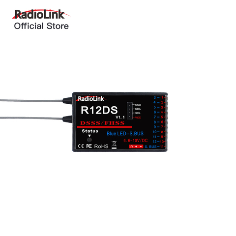 Radiolink 2.4GHz R12DS RC Radio Receiver Support SBUS/PWM DSSS&FHSS AT9/AT9S/AT10/AT10II ► Photo 1/6