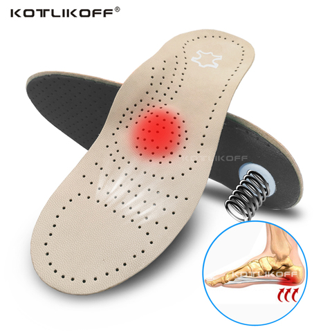 Genuine Leather Orthotic Insole For Flat Feet Arch Support Orthopedic Shoes Sole Insoles For Feet Adult Children O/X Leg Correct ► Photo 1/6