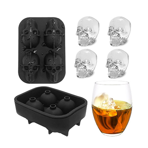 3D Skull Ice Silicone Mold Maker Ice Cube Tray Pudding Mold Cake Candy Mould Bar Party Cool Wine Ice Cream Kitchen DIY Accessory ► Photo 1/6