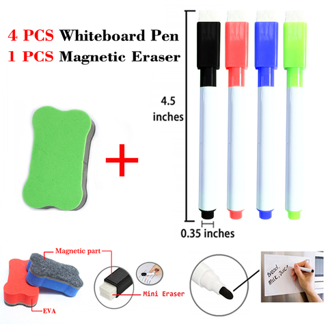 Dry Eraser Whiteboard Water Color Pens Magnetic Eraser School White Board Escolar Nevera Marker Pen Wipe Eraser Brush Fridge ► Photo 1/6