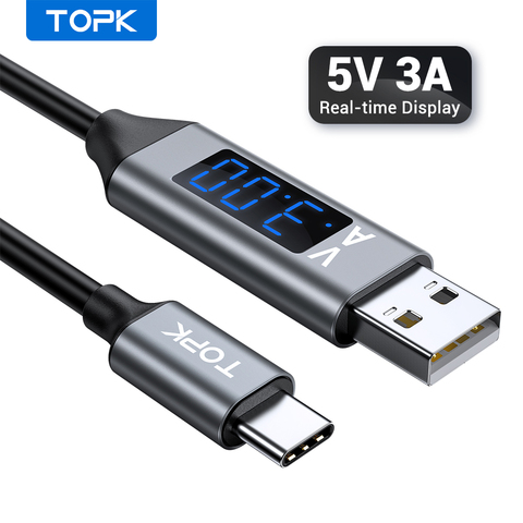 TOPK Fast Charging USB 3.0 USB Type C Cable , Voltage and Current Display Data Sync USB-C Cable for Xiaomi A1 Samsung S9 ► Photo 1/6