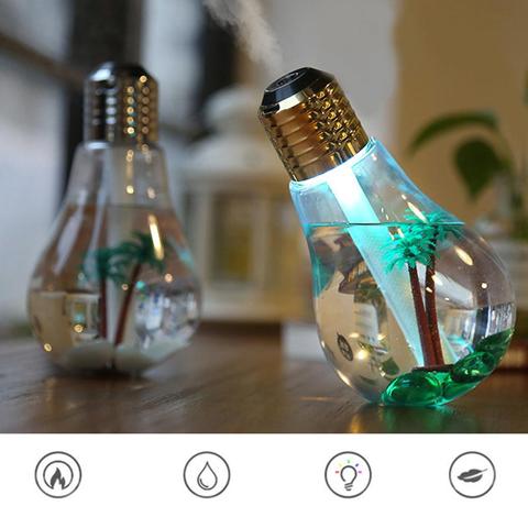 Home Office Colorful Light Bulb Humidifier Air Ultrasonic USB 400ML Essential Oil Diffuser Atomizer Freshener Mist Maker ► Photo 1/6