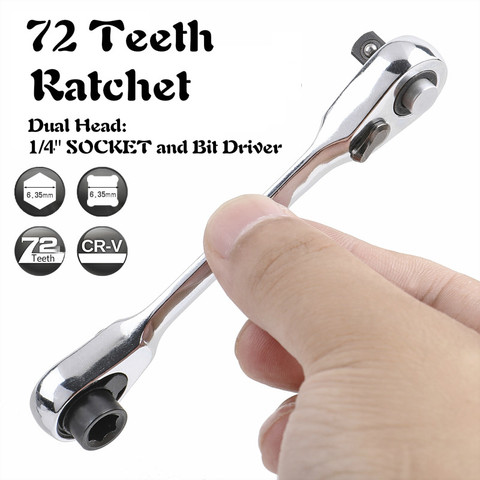 New 2 in 1 Dual Head Ratchet Socket Wrench 72 Teeth Mini Hex Bit Driver Screwdriver Handle Two-way Quick Release Wrench Spanner ► Photo 1/4