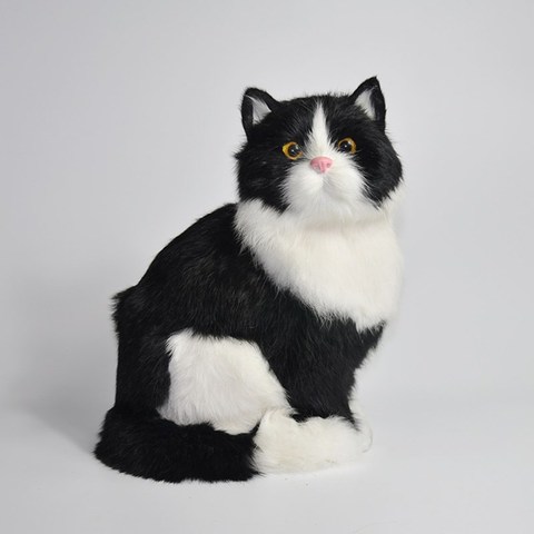 Lovely Simulation Cats Animal Doll Plush Toy Simulation Black & White Cat Home Decorations Birthday Gift for Kids ► Photo 1/5