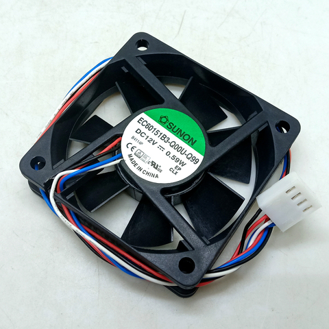 1pcs Original For Sunon 12V 0.59W silent fan 6015 60mm 60*60*15mm EC60151B3-Q00U-Q99 4-pin pwm axial fan ► Photo 1/4