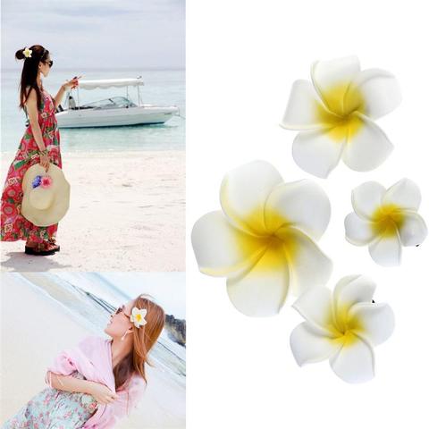 4pcs Hawaii Flowers Hair Clips Bridal Barrette Tropical Beach Wedding Plumeria Flower Women Party Hairclip Hairpin Accessories ► Photo 1/1