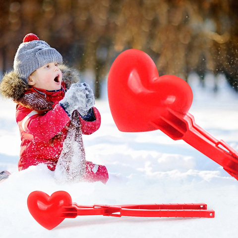 Toys Sport Creative Snow Snowball Maker Clip Maker Red Love Heart Shaped Snow Sand Mold Tool Winter Kid Valentines Day Gift Game ► Photo 1/6