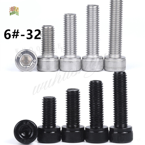 10pcs 6-32* 5/16 3/8 1/2 5/8 Inch Length 304 Stainless Steel US UNC Coarse Thread Allen Head Screw Cap Hex Hexagon Socket Bolt ► Photo 1/3